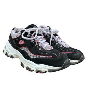 Skechers D’Lites women’s size 7 shoes sneakers Pink Black White Memory SN 11617